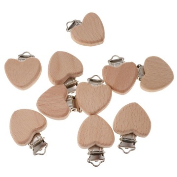 10pcs Wooden Clip DIY Heart Shaped Dummy Clip Baby