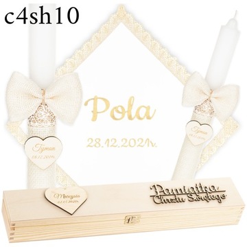 КРЕЩЕНСКАЯ СВЕЧА + КОРОБКА * НАКЛАДКА И КРЕЩЕСТВЕННАЯ СВЕЧА ВЫШИВКА + ГРАВИРОВКА