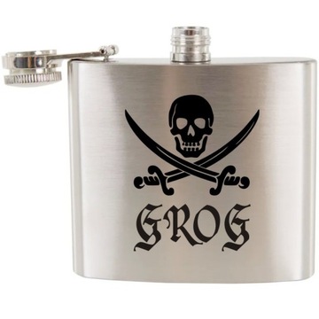 Piersiówka z grawerem na prezent GROG RUM PIRACI