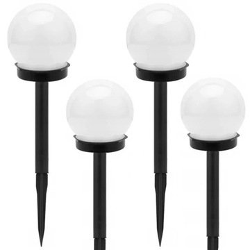 4x LAMPA SOLARNA OGRODOWA KULA BIAŁA WBIJANA 10 CM