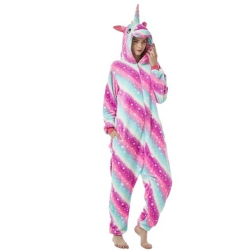 PIŻAMA KIGURUMI ONESIE JEDNOROŻEC GALAXY DARK PRZEBRANIE KOMBINEZON ROZ. S