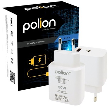 POLION USB-C/A 20W | Szybka sieciowa ładowarka do ZEGARKÓW SMARTWATCH