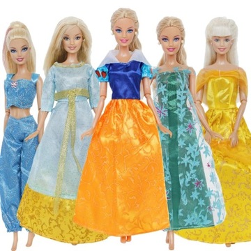UBRANKA DLA LALKI BARBIE 5 SUKIENEK ZESTAW