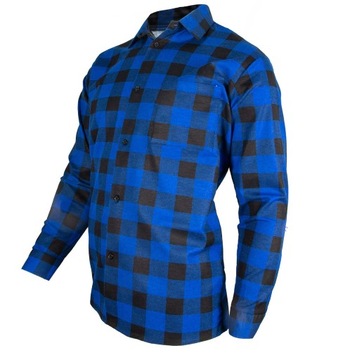 KOSZULA ROBOCZA flanelowa BAWEŁNIANA NIEBIESKA kratka POLSKA 2XL XXL
