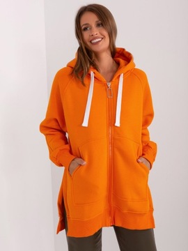 Długa CIEPŁA BLUZA rozpinana z KAPTUREM orange BL675 one size