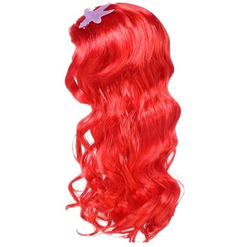 PERUKA ARIELKA MAŁA SYRENKA DŁUGIE CZERWONE WŁOSY Z GWIAZDKĄ DLA DZIECKA