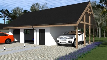 PROJEKT GARAŻU DWUSTANOWISKOWEGO Z WIATĄ G214