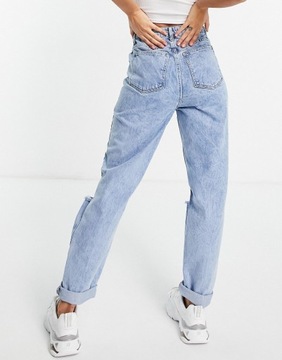 DESIGN niebieskie mom jeans z rozdarciami W36L32