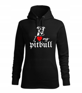 Bluza damska z kapturem pies psa dog pitbull love