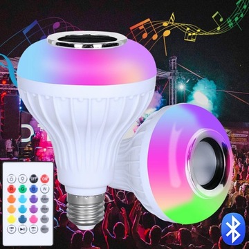 ЦВЕТНАЯ СВЕТОДИОДНАЯ ЛАМПОЧКА RGB BLUETOOTH ДИНАМИК + ПУЛЬТ ДИСТАНЦИОННОГО УПРАВЛЕНИЯ