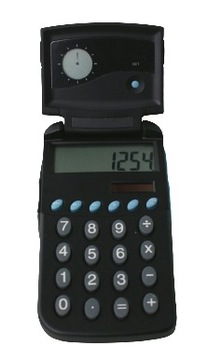 Kalkulator kieszonkowy+ zegar SC-129 Black solar