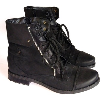 K-2663 STYLOWE KOZAKI SZTYBLETY OFICERKI SKÓRA NATURALNA 39