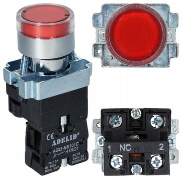 PRZYCISK STEROWNICZY PODŚWIETLANY STOP CZERWONY