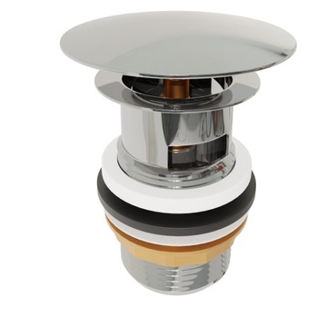 Сифон для умывальника, пробка клик-клак с переливом, латунь, хром