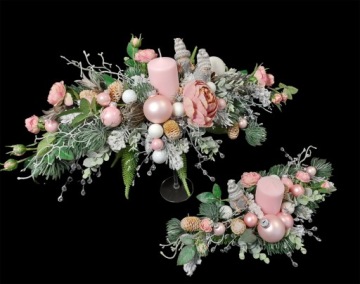 Рождественские украшения Рождественское украшение розовое высокое 23/002