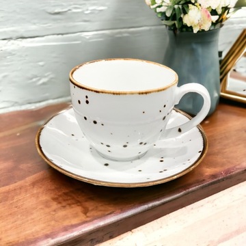 FILIŻANKA ZE SPODKIEM ALUMINA COTTAGE WHITE 300 ml PORCELANA BOGUCICE