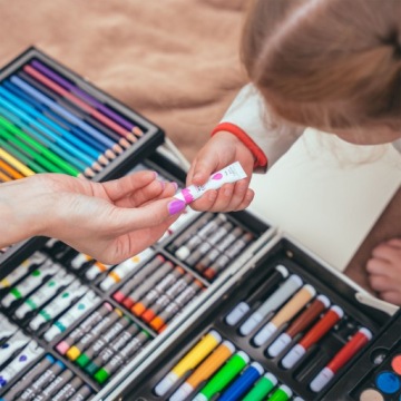 НАБОР ДЛЯ РИСОВАНИЯ ДЛЯ ДЕТЕЙ ЦЕНЦИЛИ РУЧКИ ДЛЯ КРАСОК ПАСТЕЛЬ ЧЕМОДАН