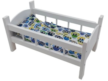 ŁÓŻECZKO DREWNIANE BIAŁE dla lalek +POŚCIEL