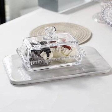 СТЕКЛЯННАЯ МАСЛЕНКА С КРЫШКОЙ МАСЛЕНКА КОНТЕЙНЕР ДЛЯ МАСЛЕНКА хрустальный