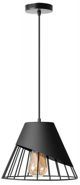 LAMPA SUFITOWA WISZĄCA KLOSZ METAL CZARNA LOFT