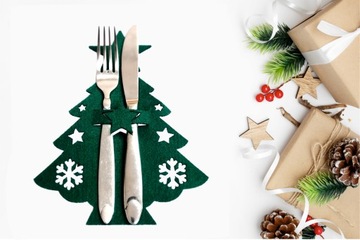 РОЖДЕСТВЕНСКИЕ КРЫШКИ ДЛЯ СТОЛОВЫХ ПРИБОРОВ Фетр Рождество