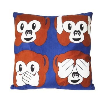 PODUSZKA WELUR GRANATOWA 45x45 EMOTKI EMOJI MAŁPKA