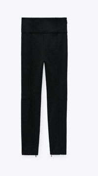 Moda Spodnie Spodnie ze stretchu Zara Basic Spodnie ze stretchu bia\u0142y Sportowy styl 
