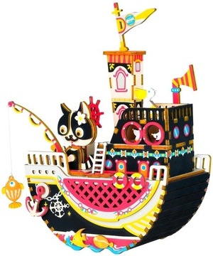 ROBOTIME Drewniany Model Puzzle3D Pozytywka Statek