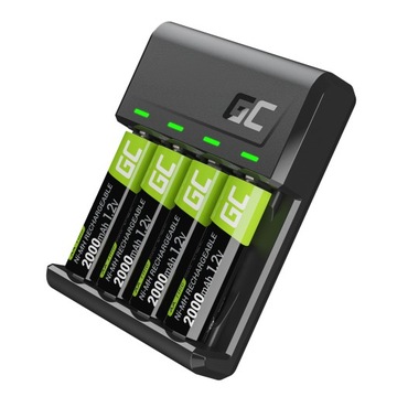 4x AKUMULATORKI AA 2000mAh GREEN CELL PALUSZKI + ŁADOWARKA BATERII AAA AA