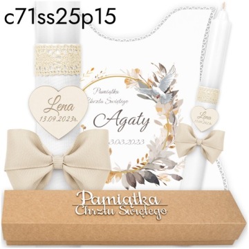 Халат и свеча + коробочка для свечей IHS Baptism Souvenir