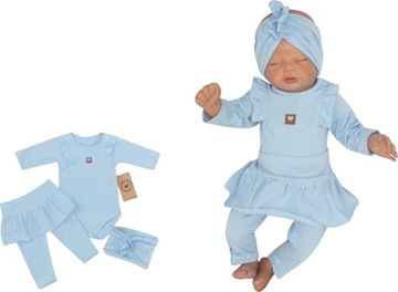 3cz KOMPLET body+ legginsy ze spódniczką+opaska 56