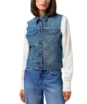 Kamizelka Wrangler SHRUNKEN DENIM VEST 112350356 Leaving Town M