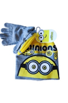 Комплект шапка рукавички MINIONS для хлопчика сірий зимовий 52 см