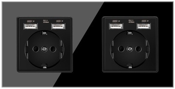 GNIAZDKO SZKLANE BEZ BOLCEM GNIAZDO PODWÓJNE +4USB