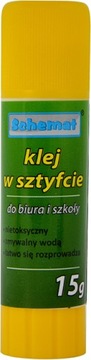 KLEJ W SZTYFCIE ZIELONY 15g SZKOLNY BIUROWY