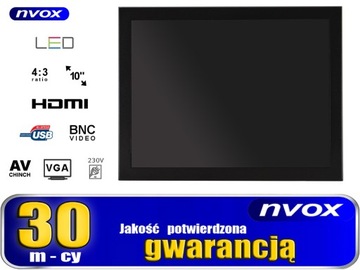 Монитор с открытой рамкой, светодиодный, 10 дюймов, VGA, HDMI, USB, BNC, AV, 12 В, 230 В