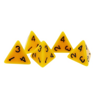 ZESTAW 5 KOSTEK K4 RPG ŻÓŁTA KOŚĆ CZTEROŚCIENNA