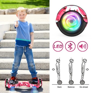 Скейтборд 6,5 дюйма, электрический скейтборд + Gokart 10 км + Bluetooth + светодиодный ховерборд для детей