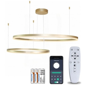 LAMPA WISZĄCA LED ZŁOTA RING SUFITOWA ŻYRANDOL NOWOCZESNA PILOT APLIKACJA