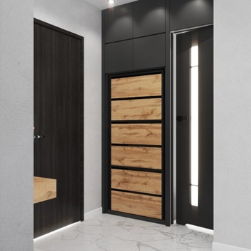 ШКАФ ДЛЯ ОБУВИ ВЫСОКАЯ ПОЛКА-СТОЙКА КНИЖНЫЙ ШКАФ ДЛЯ HALLEY LOFT ЧЕРНЫЙ WOTAN