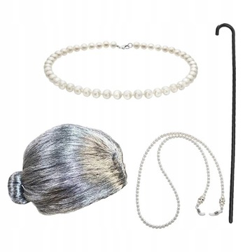 Old Lady Costume Set Babcia Peruka dla kobiet