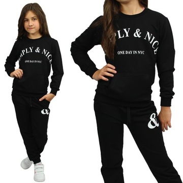 KOMPLET Dresowy NAPIS Bluza KANGURKA Wygodny 146