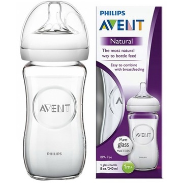 Avent Natural Szklana Butelka Philips 240 ml 1M+