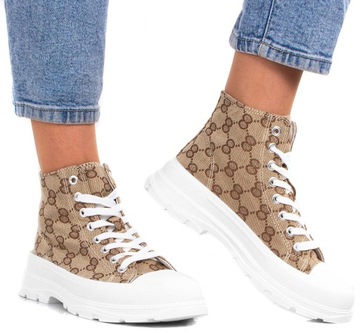 BEŻOWE WYSOKIE TRAMPKI PALLADI 37