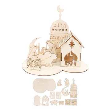 Ид Мубарак Деревянное украшение 3D-головоломка с замком в сборе Креативный стиль B