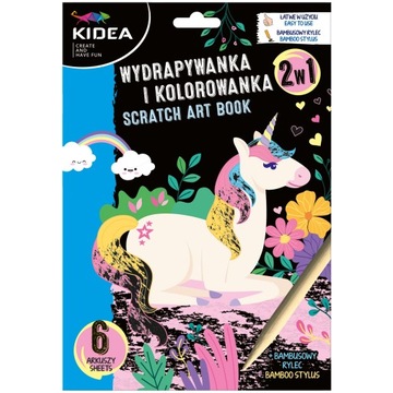 WYDRAPYWANKA KOLOROWANKA JEDNOROŻCE 6 ark. + RYSIK