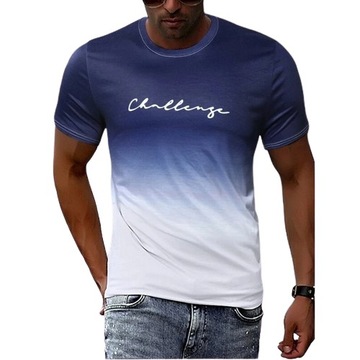 T-SHIRT MĘSKI OMBRE 3D KOSZULKA Z NAPISEM CHALLENGE M