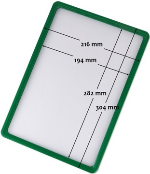 RAMKA PLAKATOWA A4 MAGNETYCZNA ZIELONA + KIESZEŃ ZABEZPIECZAJĄCA PLAKAT
