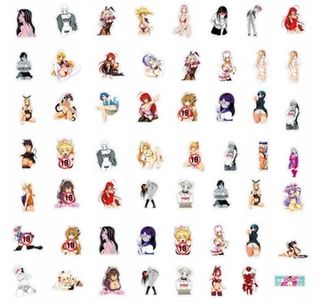 NAKLEJKI WLEPY ANIME MANGA HENTAI SEXY GIRL 50 szt