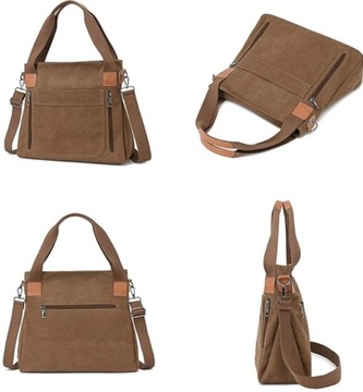 ЖЕНСКАЯ СУМКА НА ПЛЕЧЕ, ВМЕСТИТЕЛЬНАЯ, ПРОЧНАЯ, БОЛЬШАЯ КОРИЧНЕВАЯ КАНВАСНАЯ СУМКА